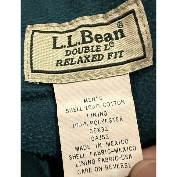 LL L.L. Bean Mens Double L Blue Jeans Fleece Lined 100% Cotton 36W 32L - Picture 8 of 12